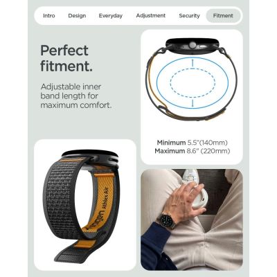 11. Spigen Athlex Air Band for Google Pixel Watch 41 mm – Black-Orange