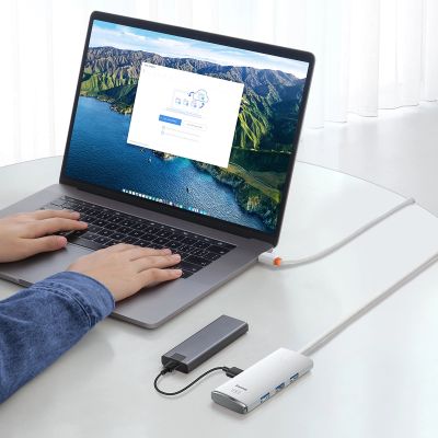 9. Baseus Lite Series HUB adapter USB Type C - 4x USB 3.0 2m white (WKQX030502)