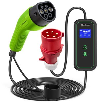 9. Qoltec Mobile charger for electric cars EV with regulation 2 in 1 Type 2 | 11kW | CEE 5 PIN | LCD | 3 phases | Portable | Wallbox | 5m