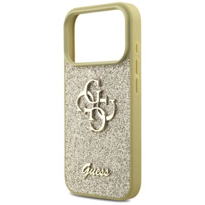 6. Guess Fixed Glitter Big 4G case for iPhone 17 Pro - gold
