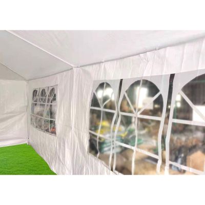 26. GARDEN PAVILION CATERING TENT PE 6x3M + 6 WALLS WHITE