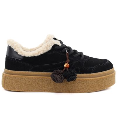 6. Black Kobbo 79665 leather insulated platform shoes