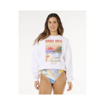 RIP CURL Hayley OO/S Drop Shldr Crew Women's Sweatshirt White