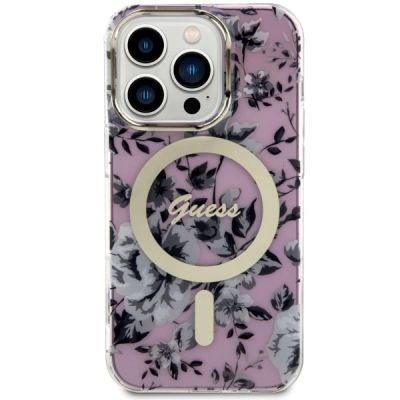 3. Guess GUHMP14LHCFWSP iPhone 14 Pro 6.1" pink/pink hardcase Flower MagSafe