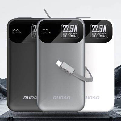 2. Dudao K31 10000 mAh 22.5W PD Powerbank with Built-in Cable - Gray