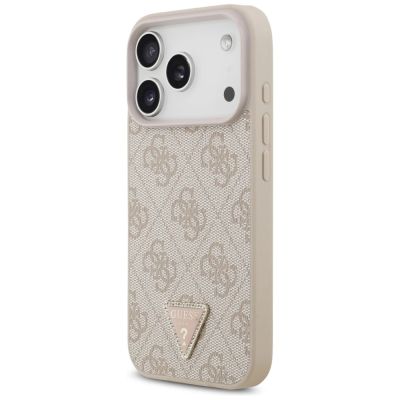 2. Guess Leather 4G Triangle Strass MagSafe Case for iPhone 18 Pro / 17 Pro - Pink