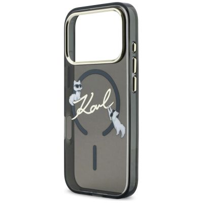6. Karl Lagerfeld IML Choupettes Karl Script Logo MagSafe Case for iPhone 17 Pro Max - Black
