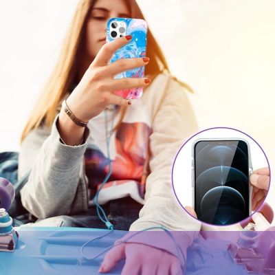 8. Kingxbar Watercolor Series color case for iPhone 12 Pro Max Blue-pink