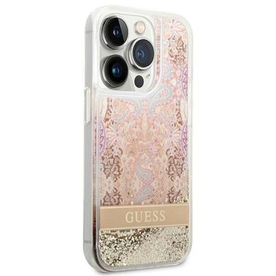 4. Guess Paisley Liquid Glitter case for iPhone 14 Pro - gold
