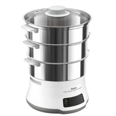 12. Tefal Convenient Series Deluxe VC502D 3-Basket Steamer, 900W Stainless Steel, White