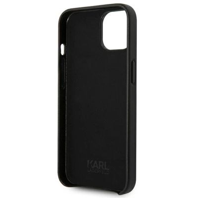 7. Karl Lagerfeld Leather Perforated Logo Case for iPhone 14 Plus - Black