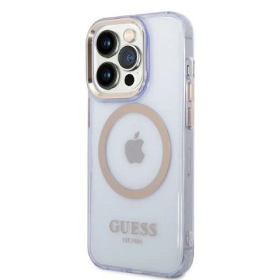 2. Guess GUHMP14LHTCMU iPhone 14 Pro 6.1" purple/purple hard case Gold Outline Translucent MagSafe