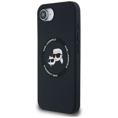 2. Karl Lagerfeld Liquid Silicone Karl & Choupette Heads Case with MagSafe for iPhone 16e - Black