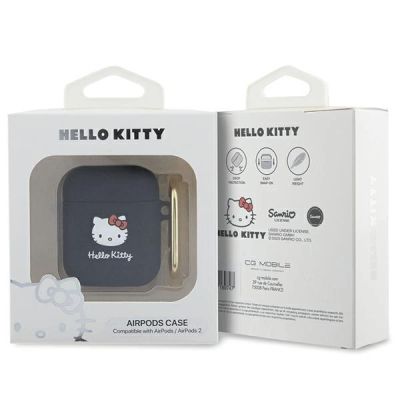 3. Hello Kitty Silicone 3D Kitty Head case for AirPods 1/2 - black
