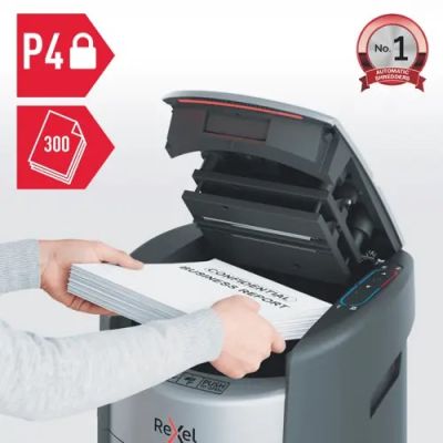 2. Rexel ShredMax AutoFeed+ 300X shredder, P4, 300 sheets, 25 l bin