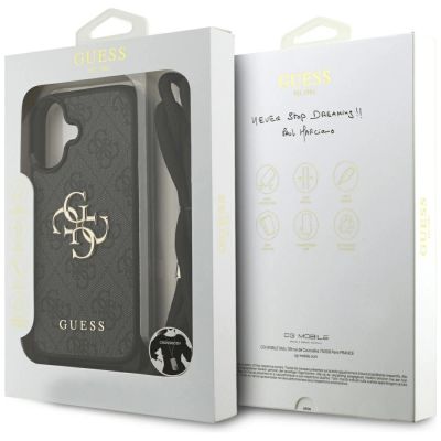 7. Guess 4G Big Logo Cord Stap Crossbody Case for iPhone 17 - Black