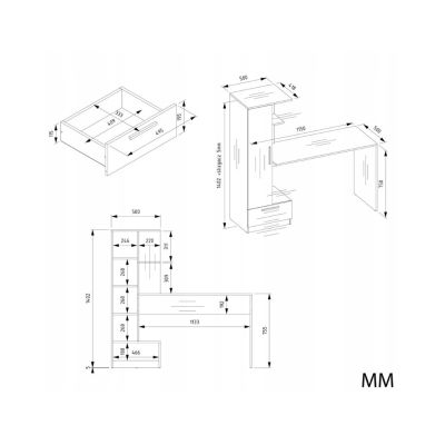 12. COSMO OAK ARTISAN Desk + Shelf Set