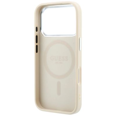 7. Guess Grained Triangle Logo MagSafe Case for iPhone 18 Pro Max / 17 Pro Max - Beige