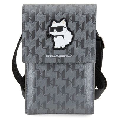 2. Karl Lagerfeld Case KLWBSAKHPCG Handbag - Silver Saffiano Monogram Choupette