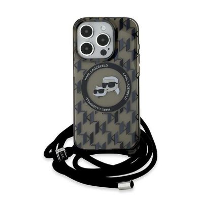 2. Karl Lagerfeld IML Crossbody Monogram Karl & Choupette Head MagSafe Case for iPhone 15 Pro Max - Black