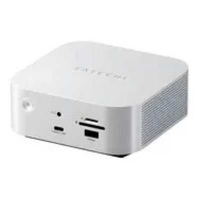 Satechi Thunderbolt 5 CubeDock - Ventilated TB5 Docking Station (SD and microSD card reader, 2x USB-A 3.2 gen. 2, 2x USB-C 3.2 gen. 2, 1x Ethernet 2.5 Gb, 3x TB5 downstream, 1x TB5 host 140W, M.2 NVMe SSD bay) (Silver)