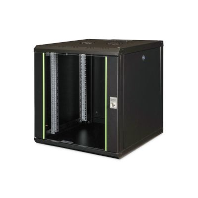 26. Digitus Unique 19" 12U 600x600 wall-mounted network cabinet, glass door, black, undivided, assembled, 100kg