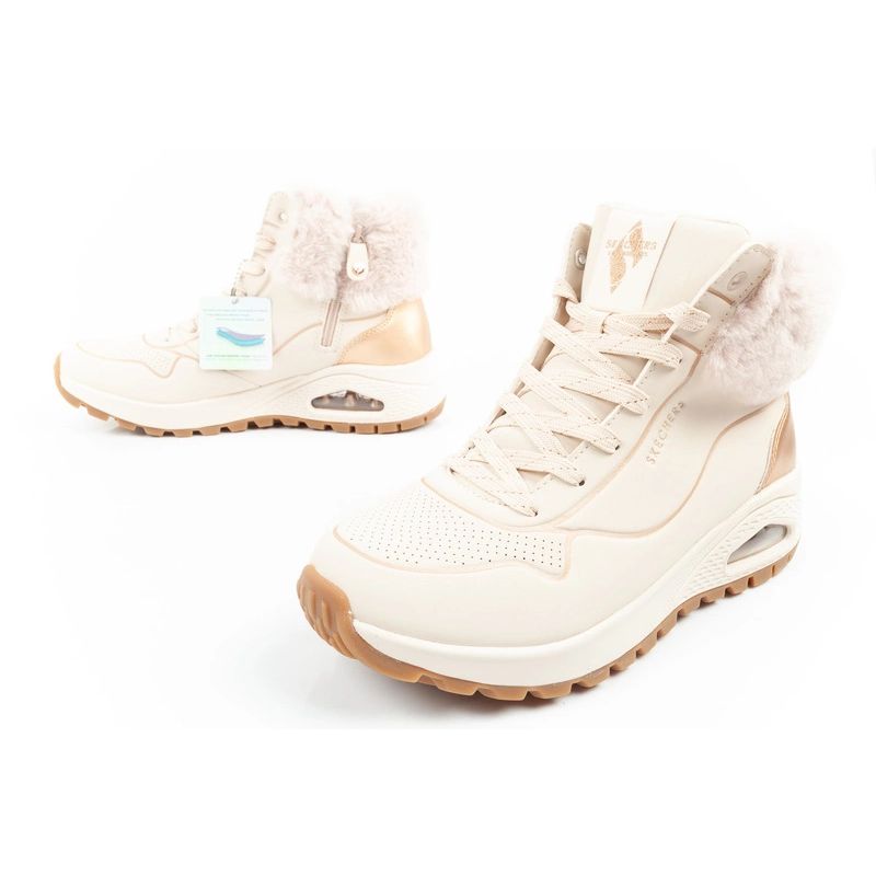 17. Skechers Uno Rugged women's sports shoes insulated winter ankle boots beige