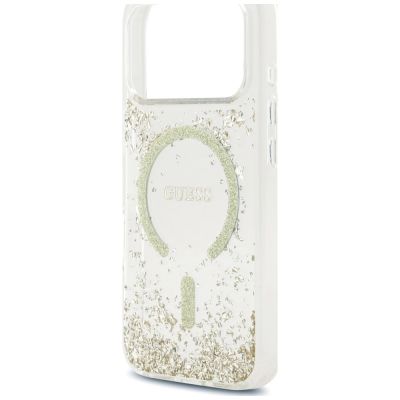 6. Guess Resin Bottom Glitter MagSafe Case for iPhone 18 Pro / 17 Pro - Gold