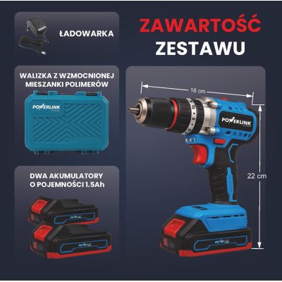 18. EXTRALINK POWERLINK Cordless Drill Driver PWL-CD1002C 10MM 20V 2X1.5AH