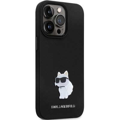 4. Karl Lagerfeld KLHCP14LSMHCNPK case for iPhone 14 Pro - black Silicone C Metal Pin