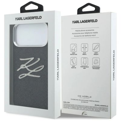 8. Karl Lagerfeld IML Glitter KL Diamond Logo Case for iPhone 17 Pro Max - Black