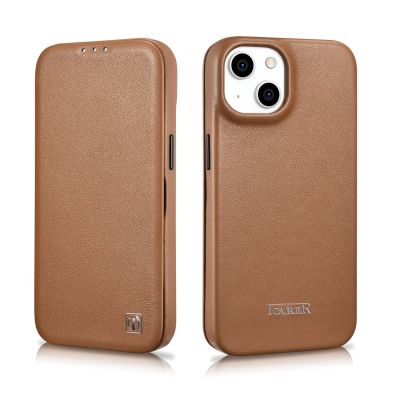 28. iCarer CE Premium Leather Folio Case iPhone 14 Plus Magnetic Flip Leather Folio Case MagSafe Brown (WMI14220715-BN)