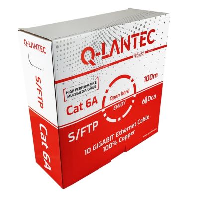 Q-LANTEC S/FTP cat.6A network cable, twisted pair, LSOH, Dca 4x2x23 AWG, 10Gb/s, gray, 100m (KIS6ALSOH100DQ)
