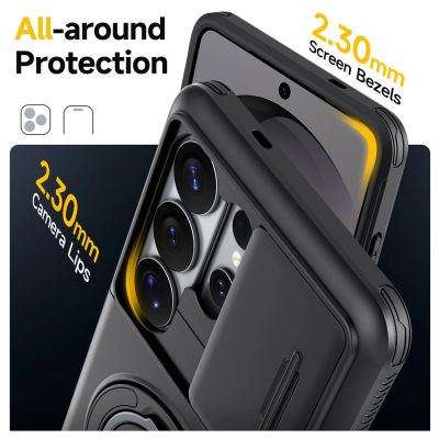 4. Samsung Galaxy S26 Ultra Magnetic Case with 360° Metal Ring and Camera Cover - Black