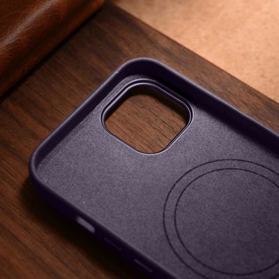 17. iCarer Case Leather Cover Case for iPhone 14 Dark Purple (WMI14220705-DP) (MagSafe Compatible)