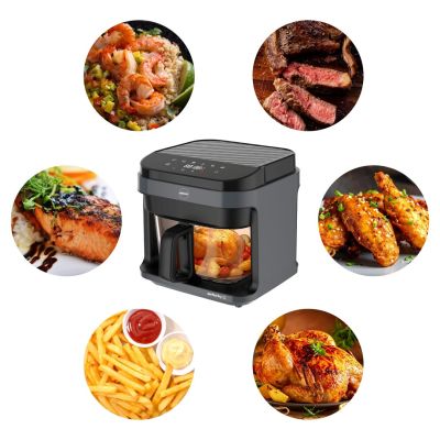 19. ELDOM FAT-FREE FRYER FR500 5.5 L 1200W GLASS CONTAINER, GRID, SILICONE PAD, 8 PROGRAMS, TEMPERATURE CONTROL.