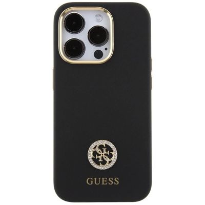 3. Guess Silicone Logo Strass 4G Case for iPhone 15 Pro - Black