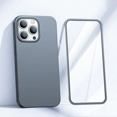 2. Joyroom 360 Full Case front and back cover for iPhone 13 Pro + tempered glass screen protector grey (JR-BP935 tranish)