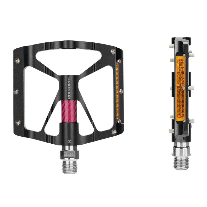 3. Rockbros K307PT Aluminum Reflective Platform Bicycle Pedals - Black