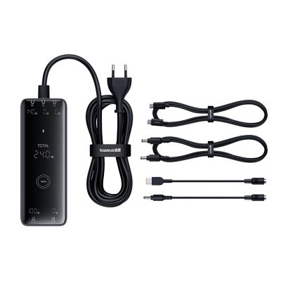 9. Baseus Digital GaN 3xUSB-C 1xUSB-A 240W Wall Charger with Power Cable - Black