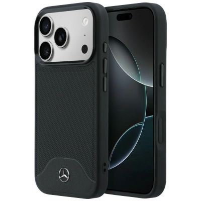 Mercedes Leather Wood Effect and Curve MagSafe case for iPhone 17 Pro - black