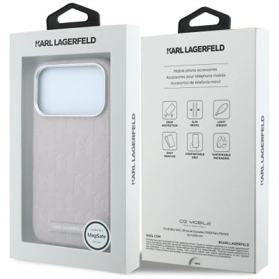 8. Karl Lagerfeld Grained Mono Resin Logo MagSafe Case for iPhone 17 Pro / 18 Pro - Pink