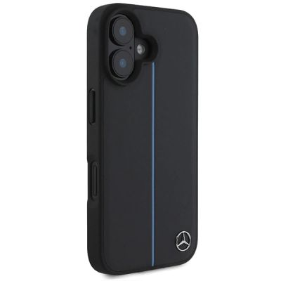 4. Mercedes MB Blue Line Leather MagSafe iPhone 16 Case - Black
