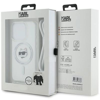 7. Karl Lagerfeld IML Choupette Head&Cord MagSafe case for iPhone 15 Pro Max - transparent