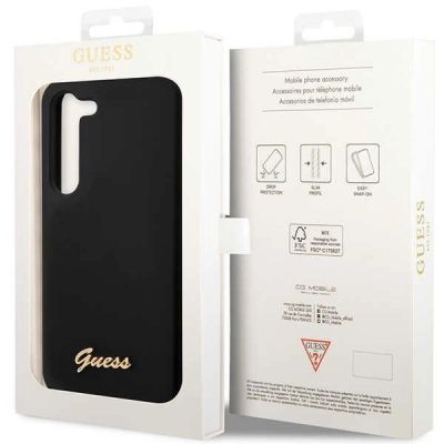 8. Guess GUHCS23MSLSMK S23+ S916 black/black hardcase Silicone Vintage Gold Logo