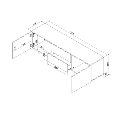4. TV cabinet 2D2S ALMA 180x41.5xH55 cashmere