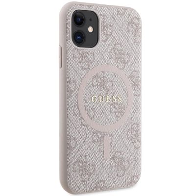 4. Guess GUHMN61G4GFRP iPhone 11 6.1" / Xr pink/pink hardcase 4G Collection Leather Metal Logo MagSafe