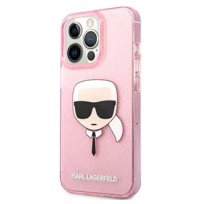 2. Karl Lagerfeld Glitter Karl's Head Case for iPhone 13 Pro Max - Pink