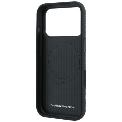 7. BMW M Quadrille Kevlar Print Tricolor Lines & Metal Logo MagSafe Case for iPhone 18 Pro Max / 17 Pro Max - Dark Gray