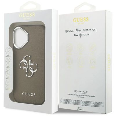 8. Guess Grained Big 4G Classic Logo iPhone 17 Case - Brown